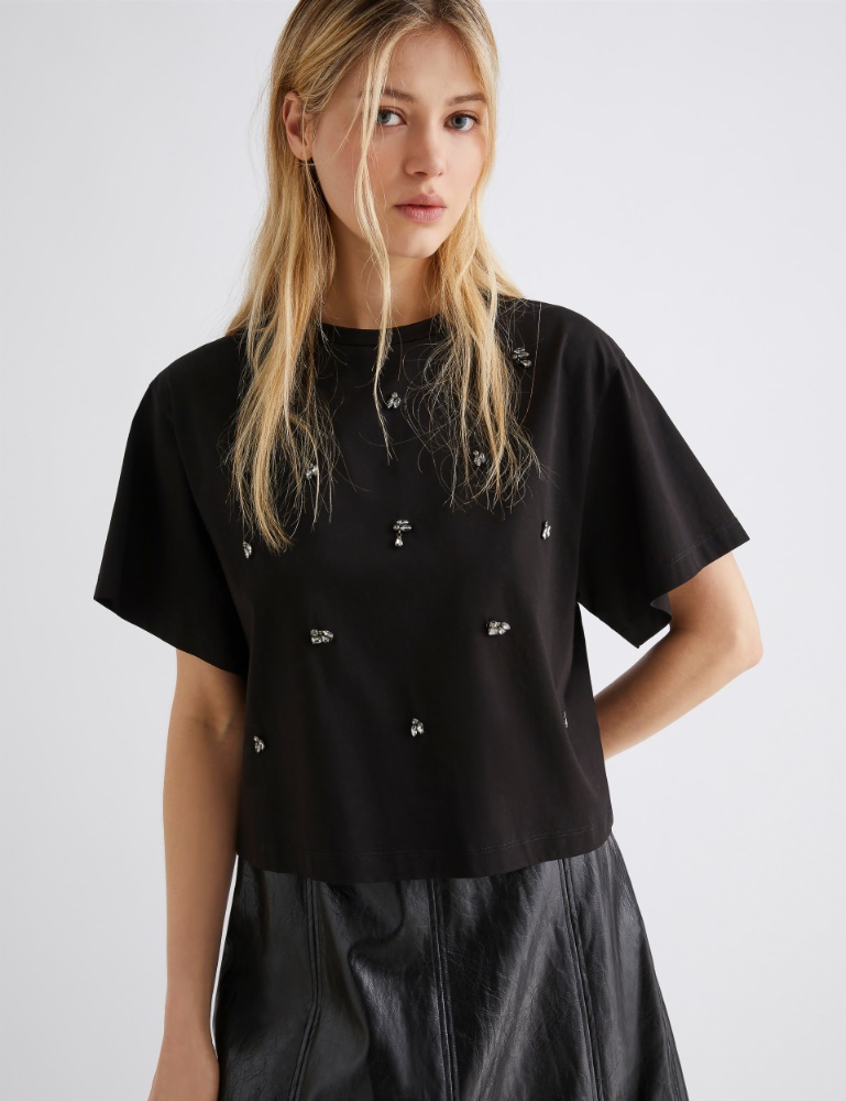 T-shirt cropped avec cristaux - Marella