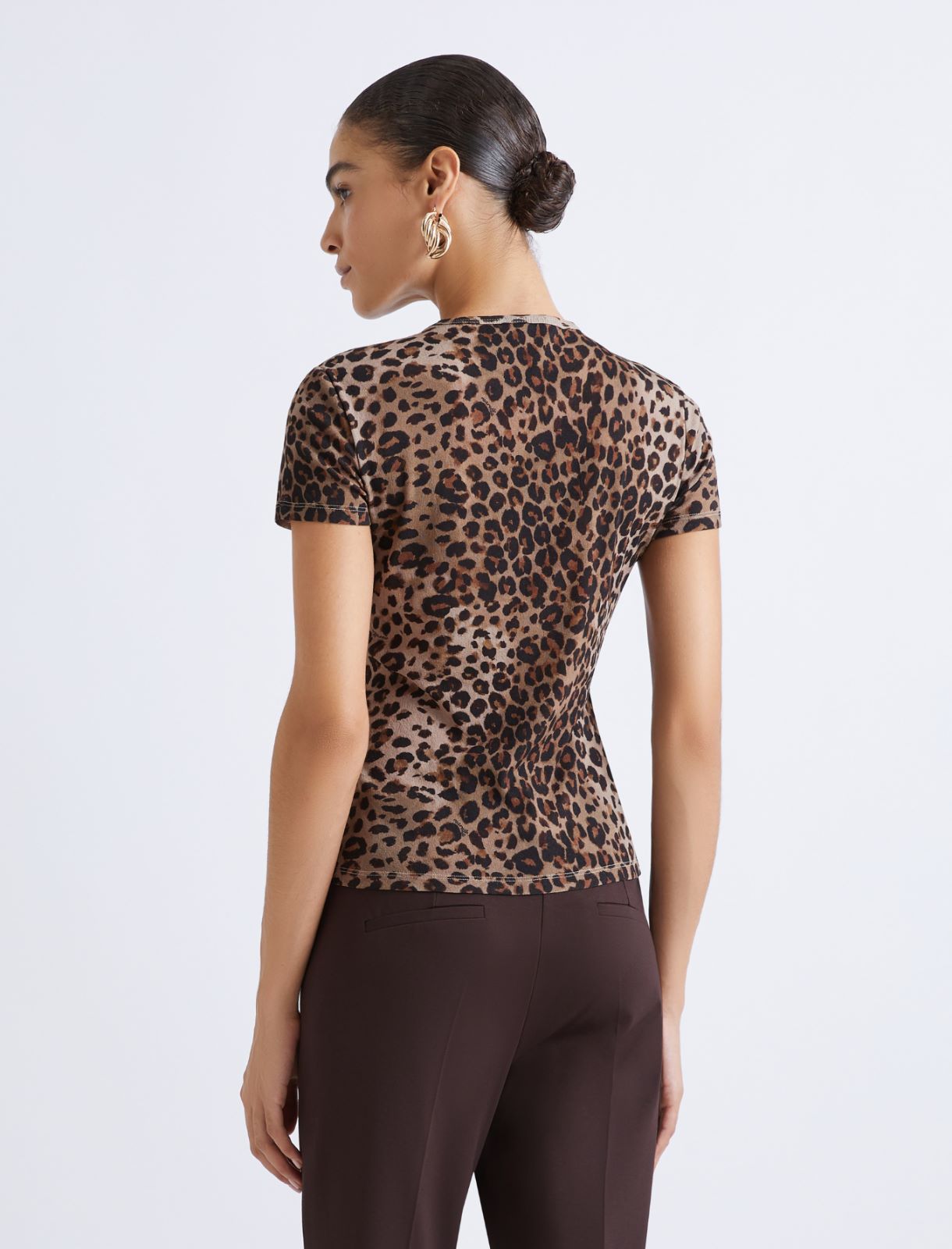 T-shirt en tulle jersey animalier - NATUREL - Marella - 3