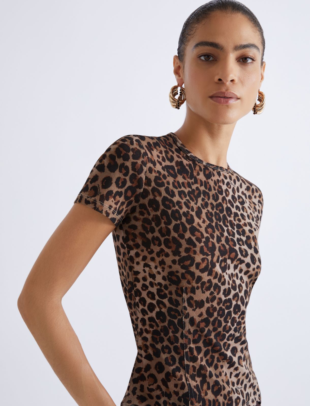 T-shirt en tulle jersey animalier - NATUREL - Marella - 5