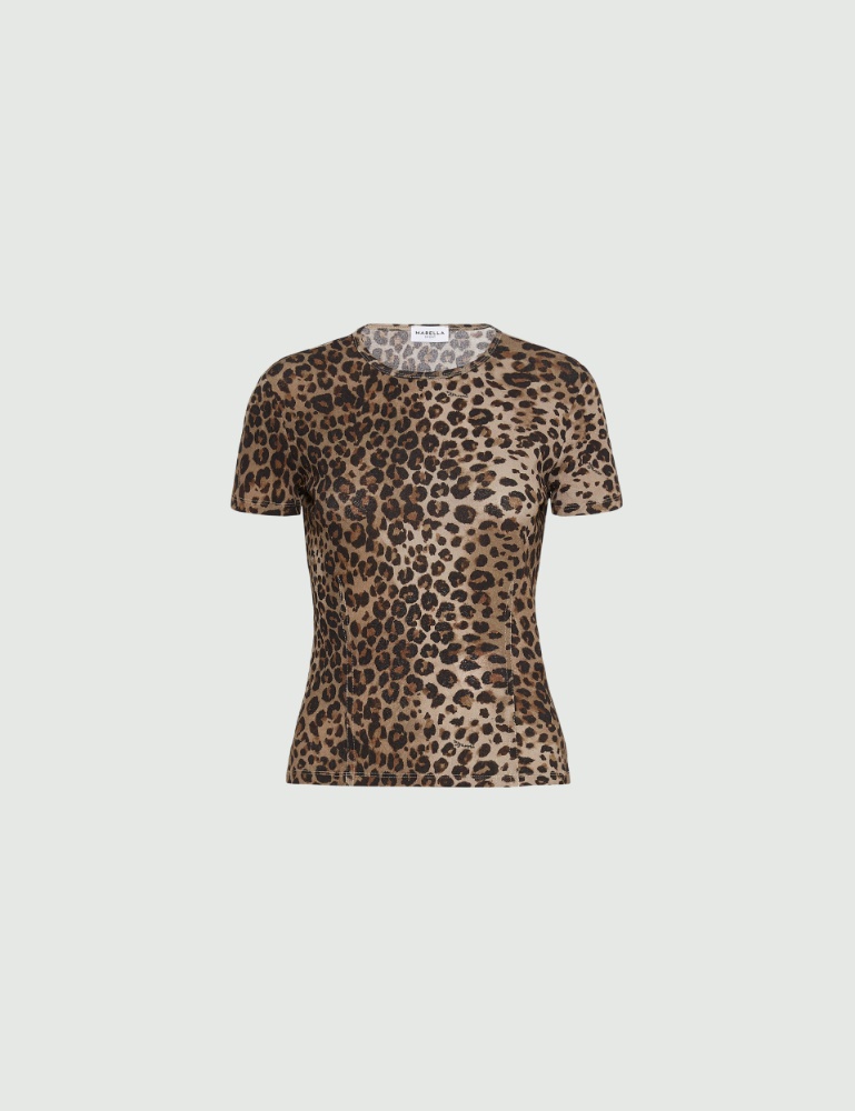 T-shirt en tulle jersey animalier - Marella