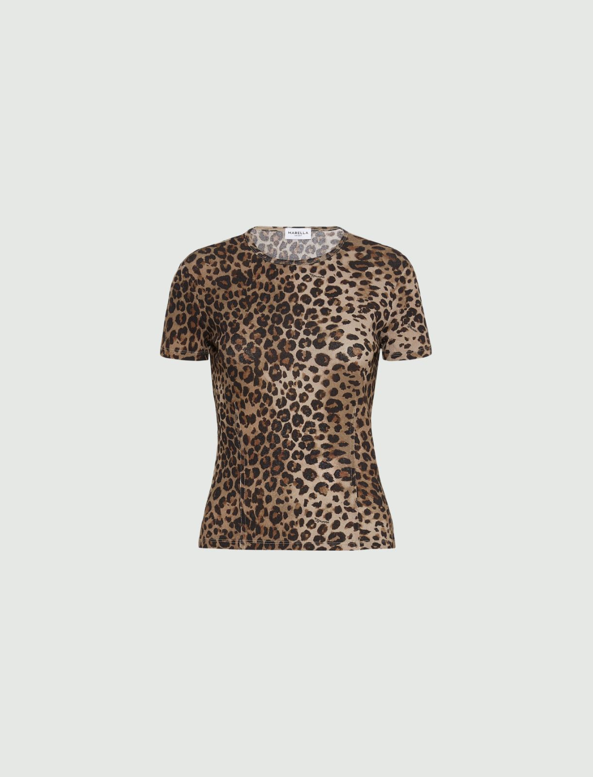 T-shirt en tulle jersey animalier - NATUREL - Marella