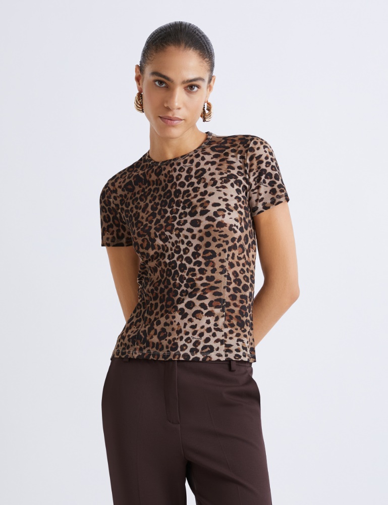 T-shirt en tulle jersey animalier - Marella