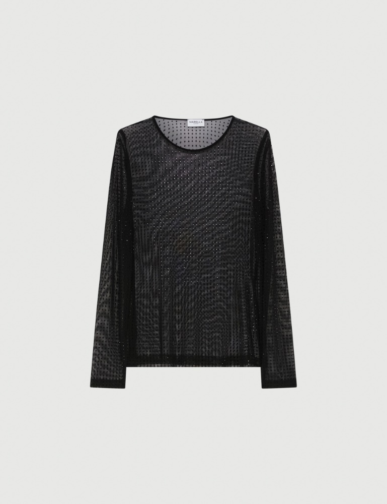 Crystal-adorned tulle T-shirt - Marella