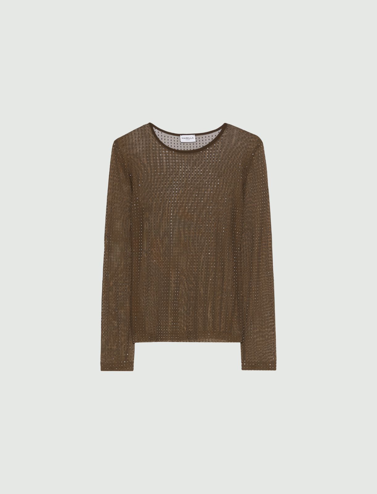 Crystal-adorned tulle T-shirt - KAKI - Marella