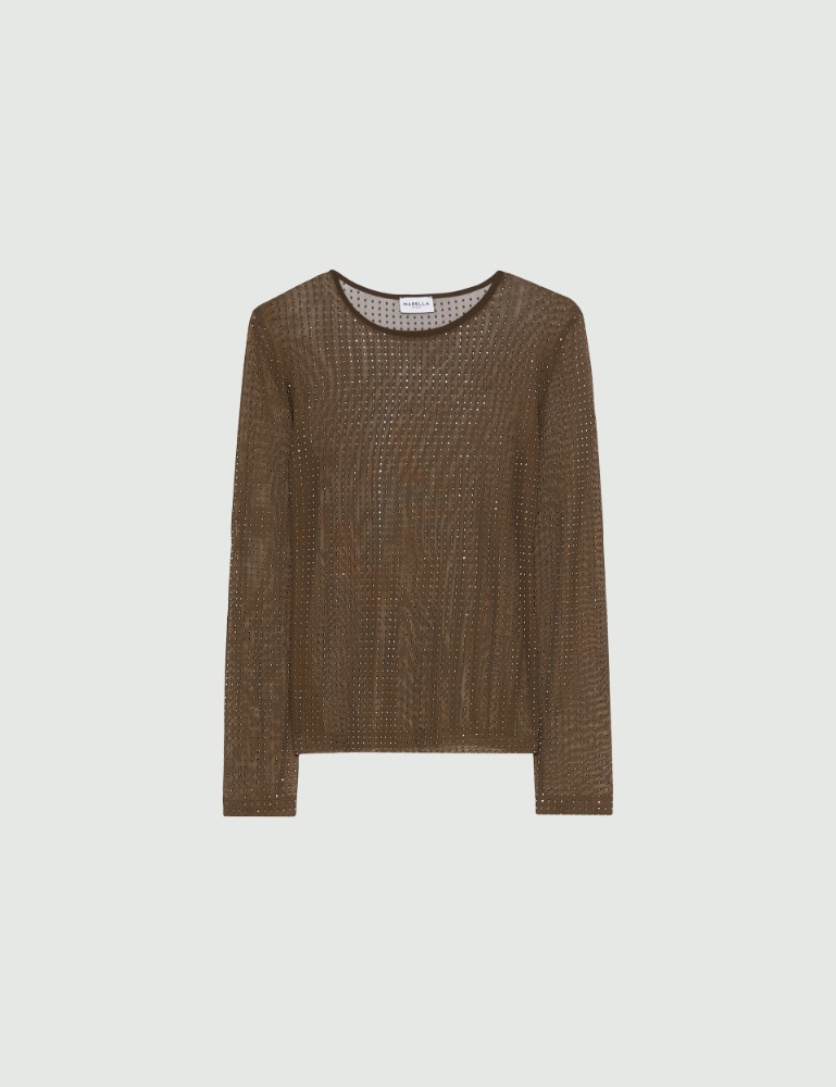 Crystal-adorned tulle T-shirt - Marella