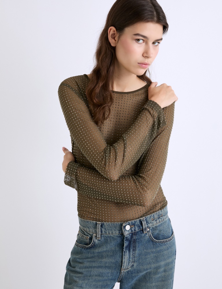 T-shirt en tulle avec strass - Marella