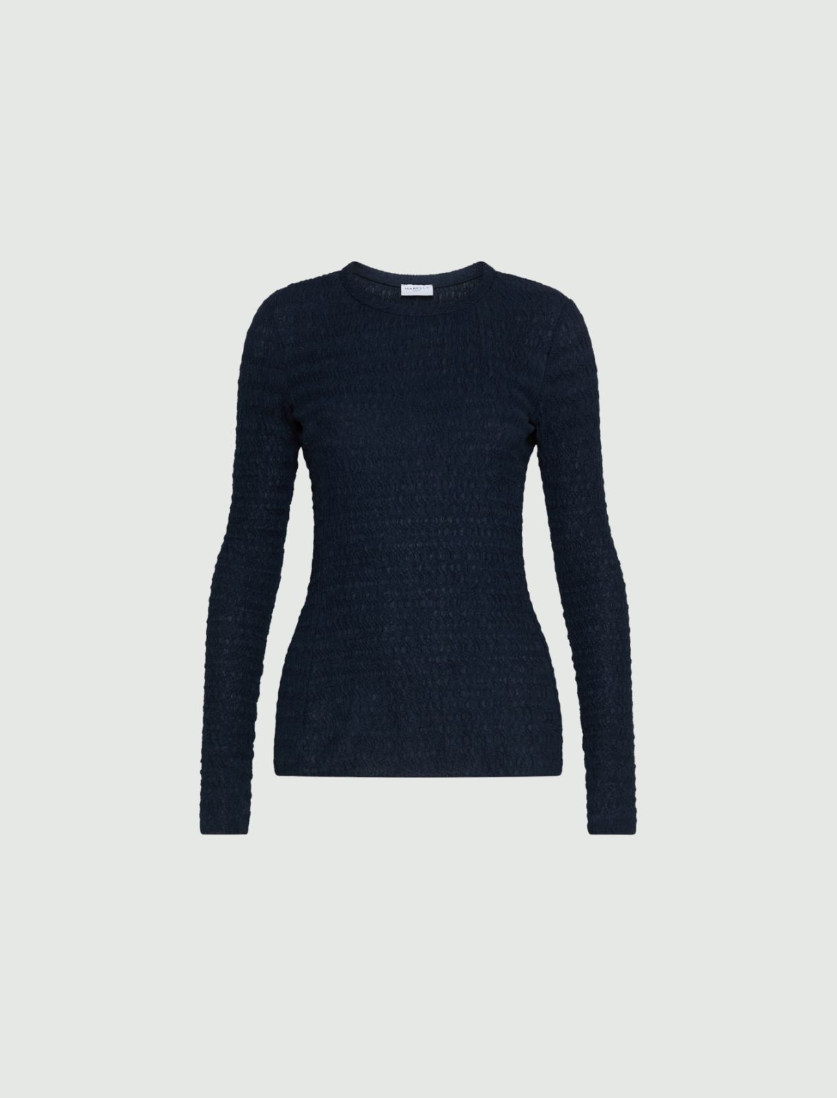 MAGLIA MANICA LUNGA DONNA GIROCOLLO BORDO RASO LANA E COTONE