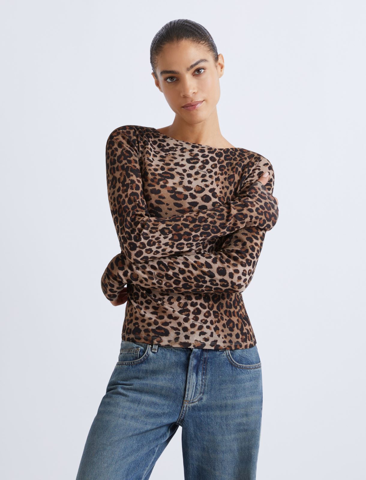 Printed tulle jersey T-shirt - NATURAL - Marella - 4