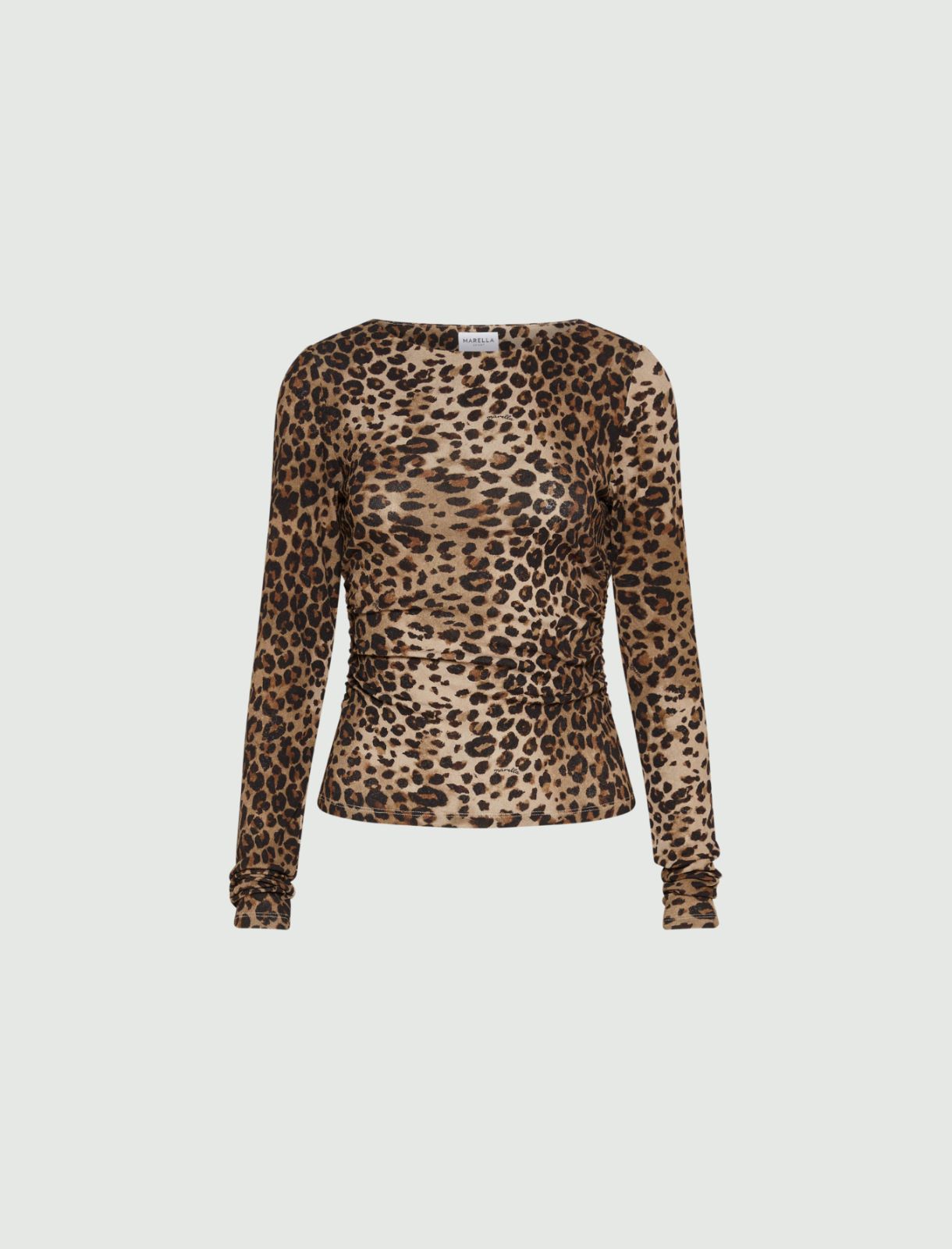 Printed tulle jersey T-shirt - NATURAL - Marella