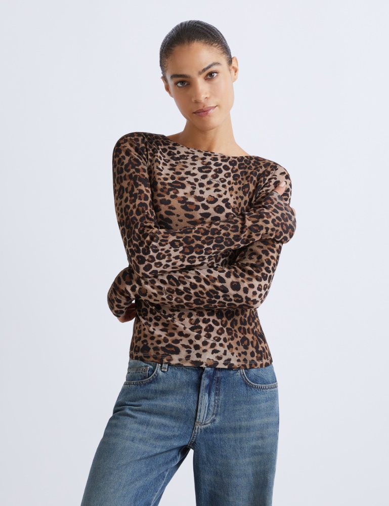 T-shirt en tulle jersey imprimé - Marella