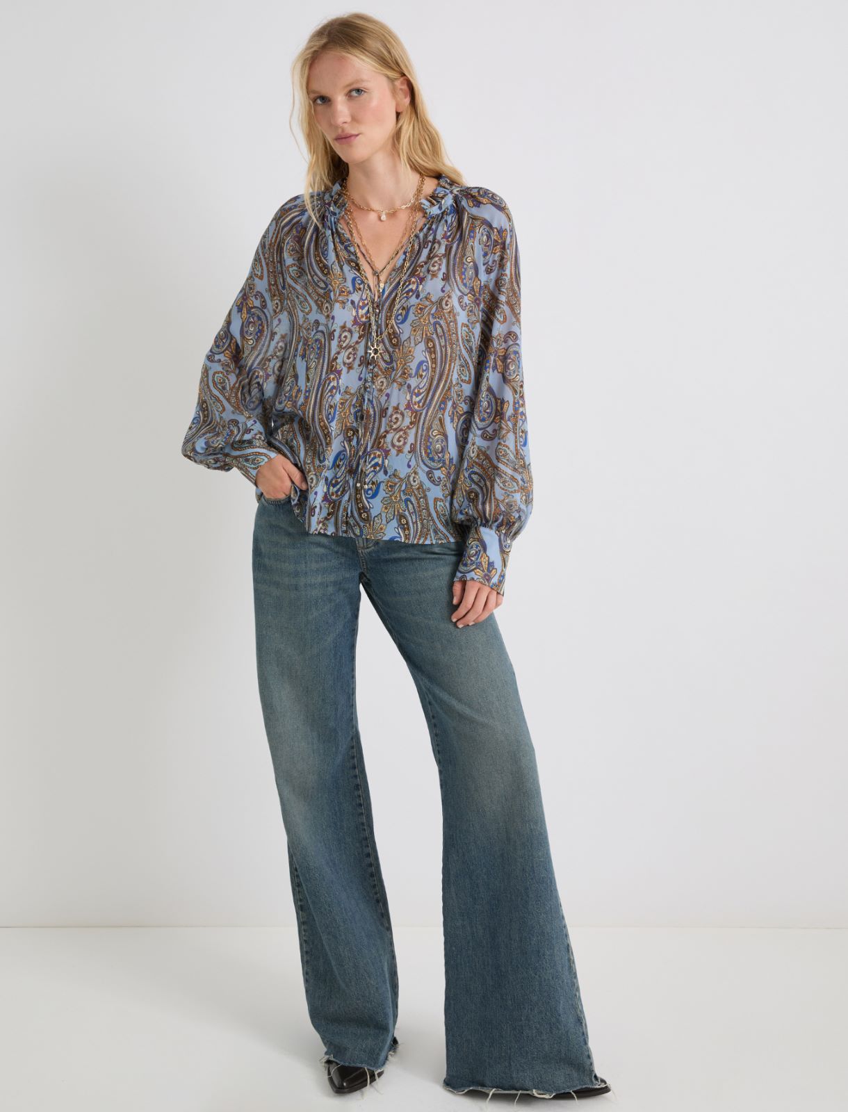 Blusa holgada de georgette - AZUL - Marella - 2