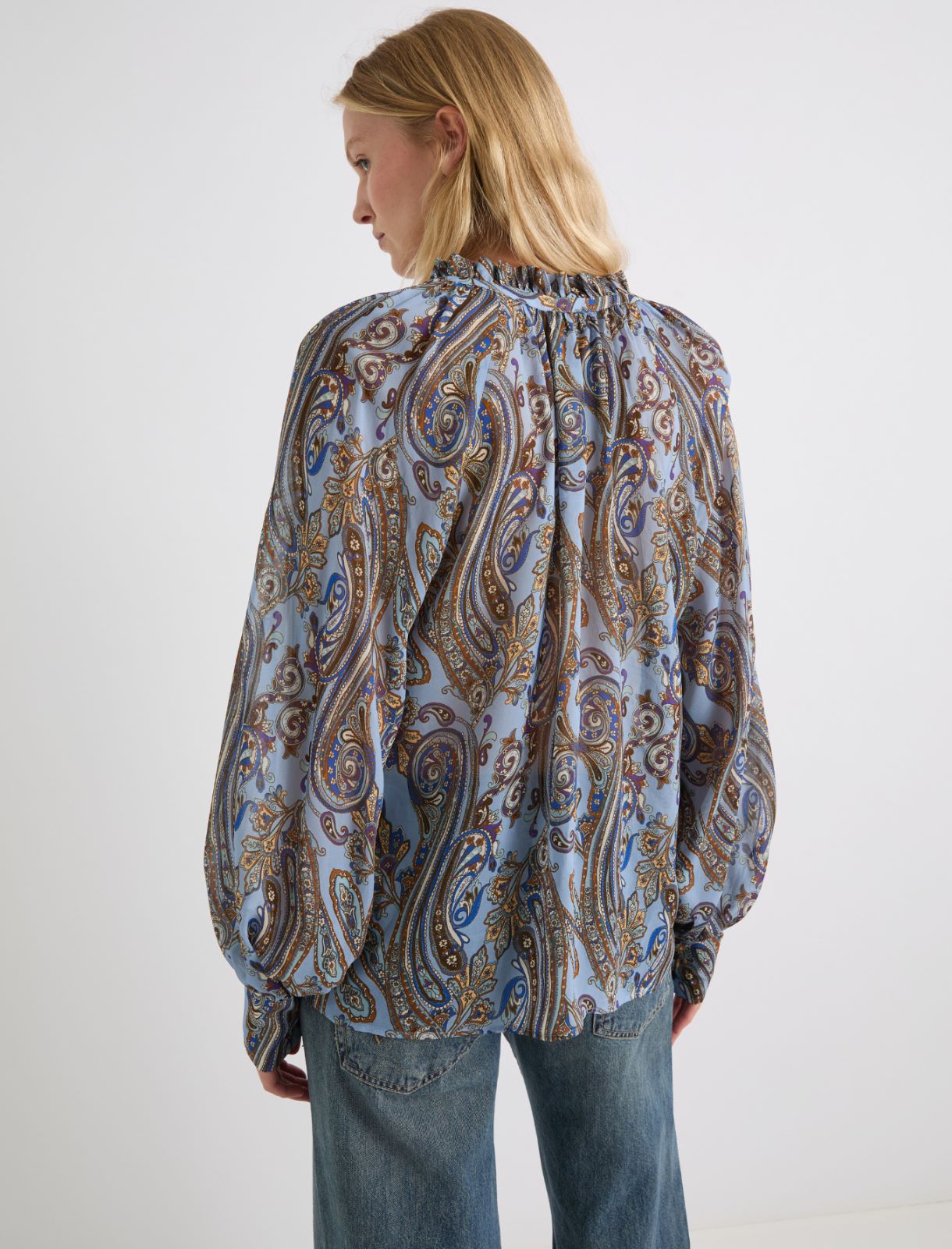 Blusa holgada de georgette - AZUL - Marella - 3