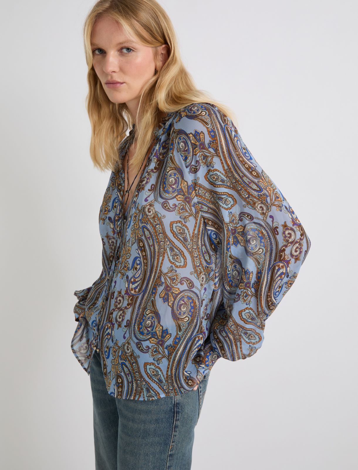 Blusa holgada de georgette - AZUL - Marella - 4