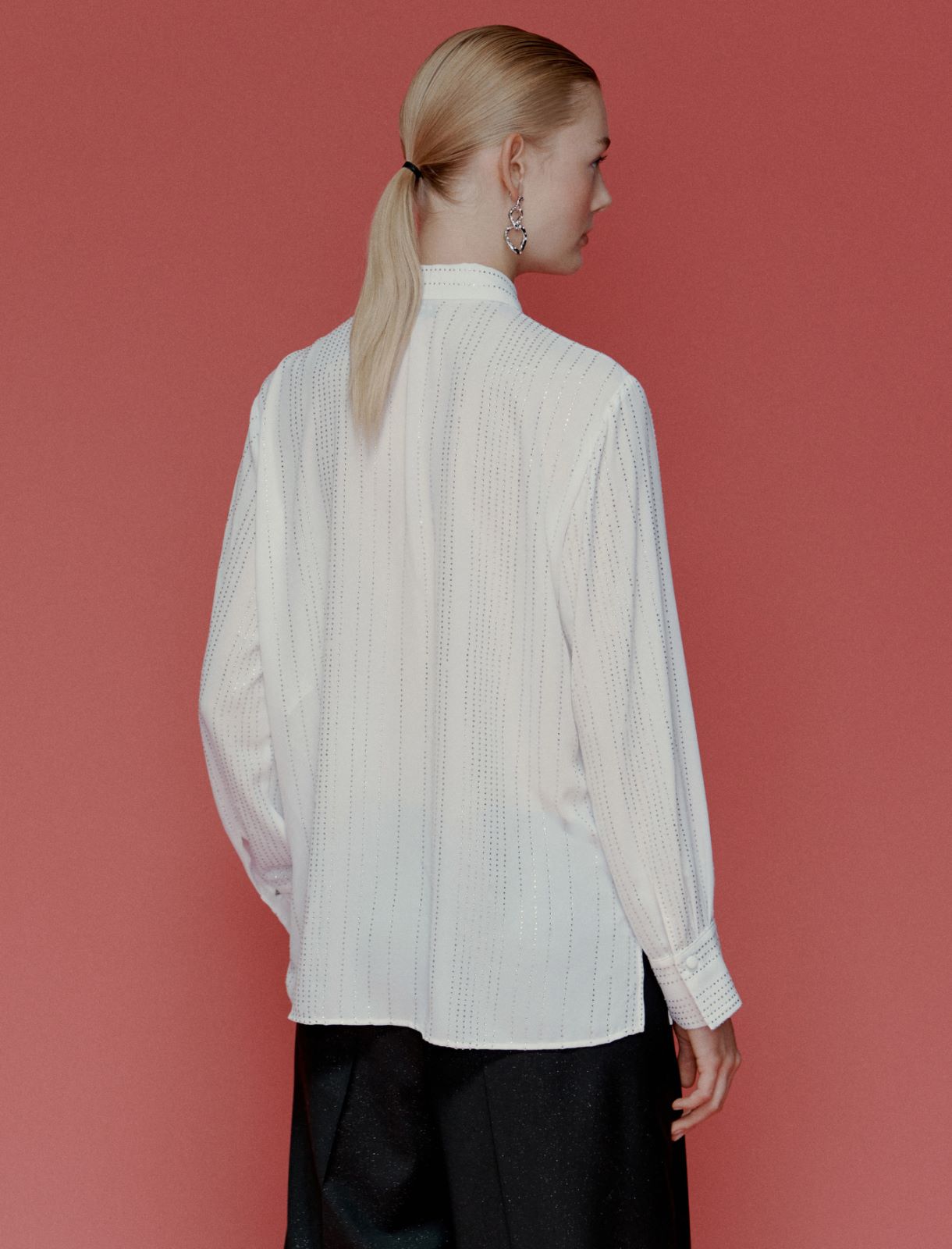 Rhinestone-adorned georgette shirt - WHITE - Marella - 3