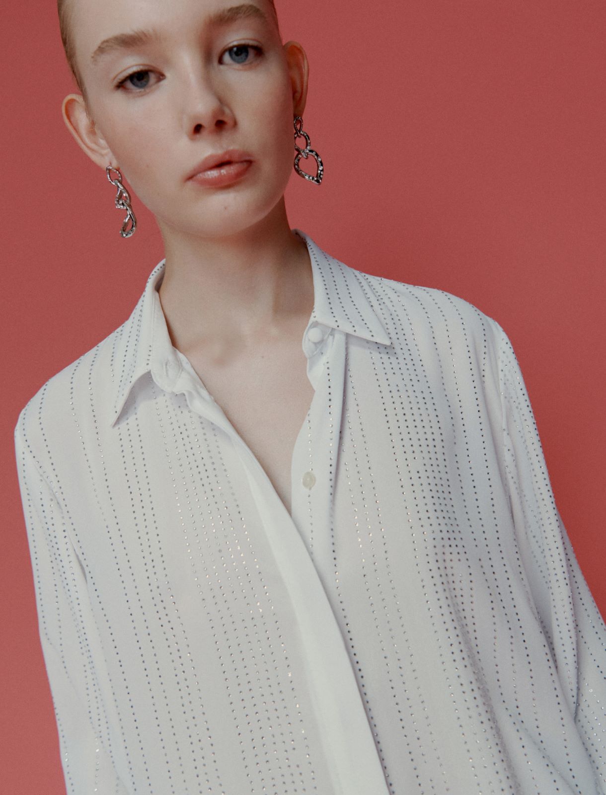 Rhinestone-adorned georgette shirt - WHITE - Marella - 5