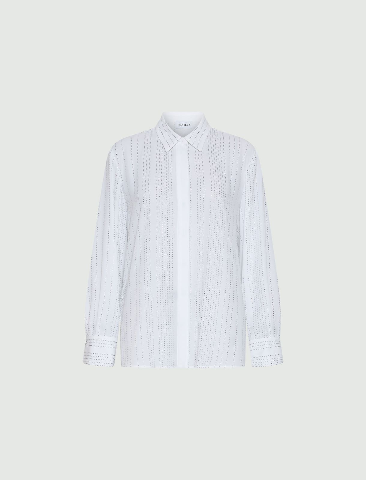 Rhinestone-adorned georgette shirt - WHITE - Marella