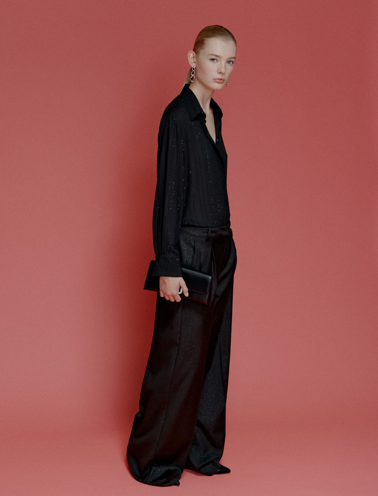 Rhinestone-adorned georgette shirt - BLACK - Marella - 2