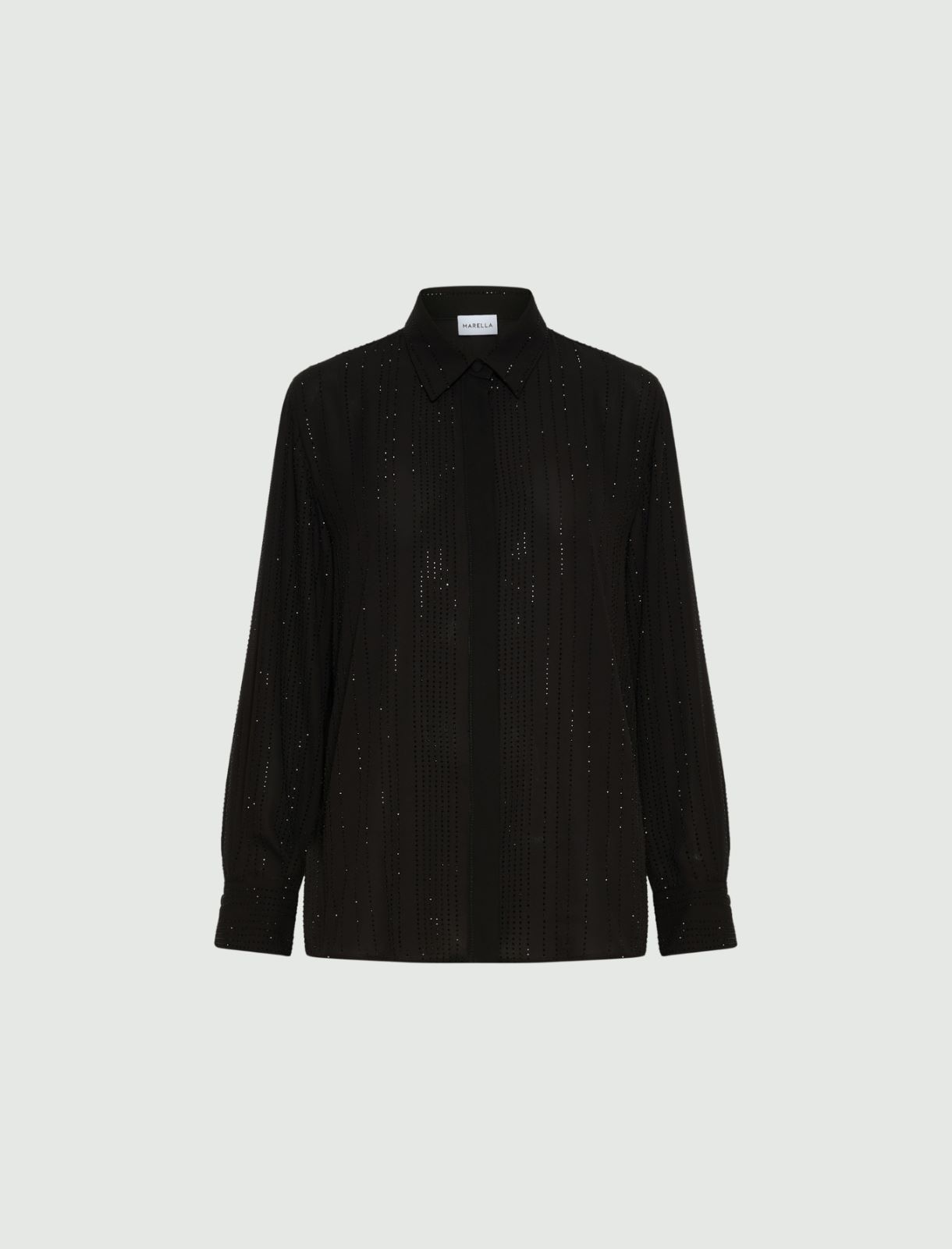 Rhinestone-adorned georgette shirt - BLACK - Marella