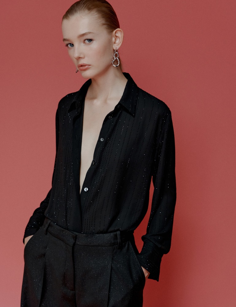 Rhinestone-adorned georgette shirt - Marella