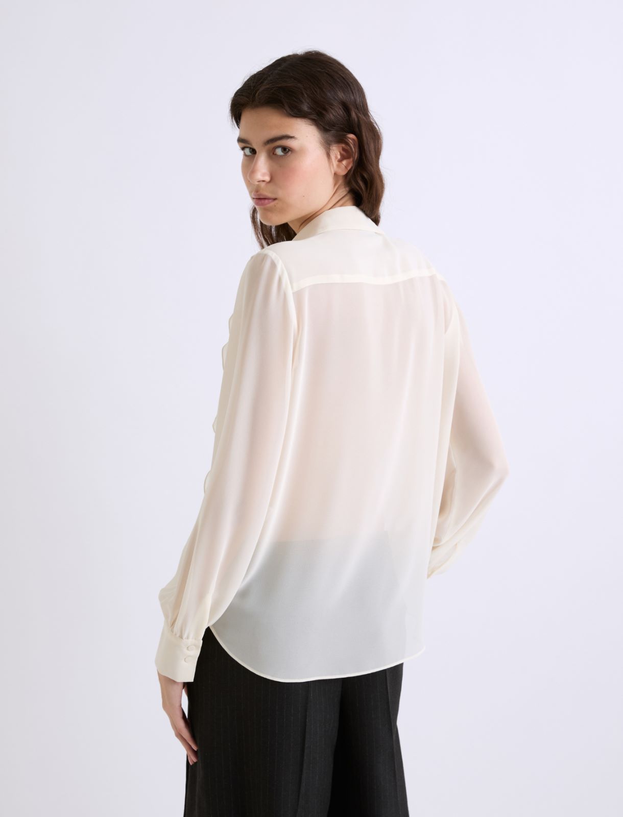 Ruffled georgette shirt - WHITE - Marella - 3