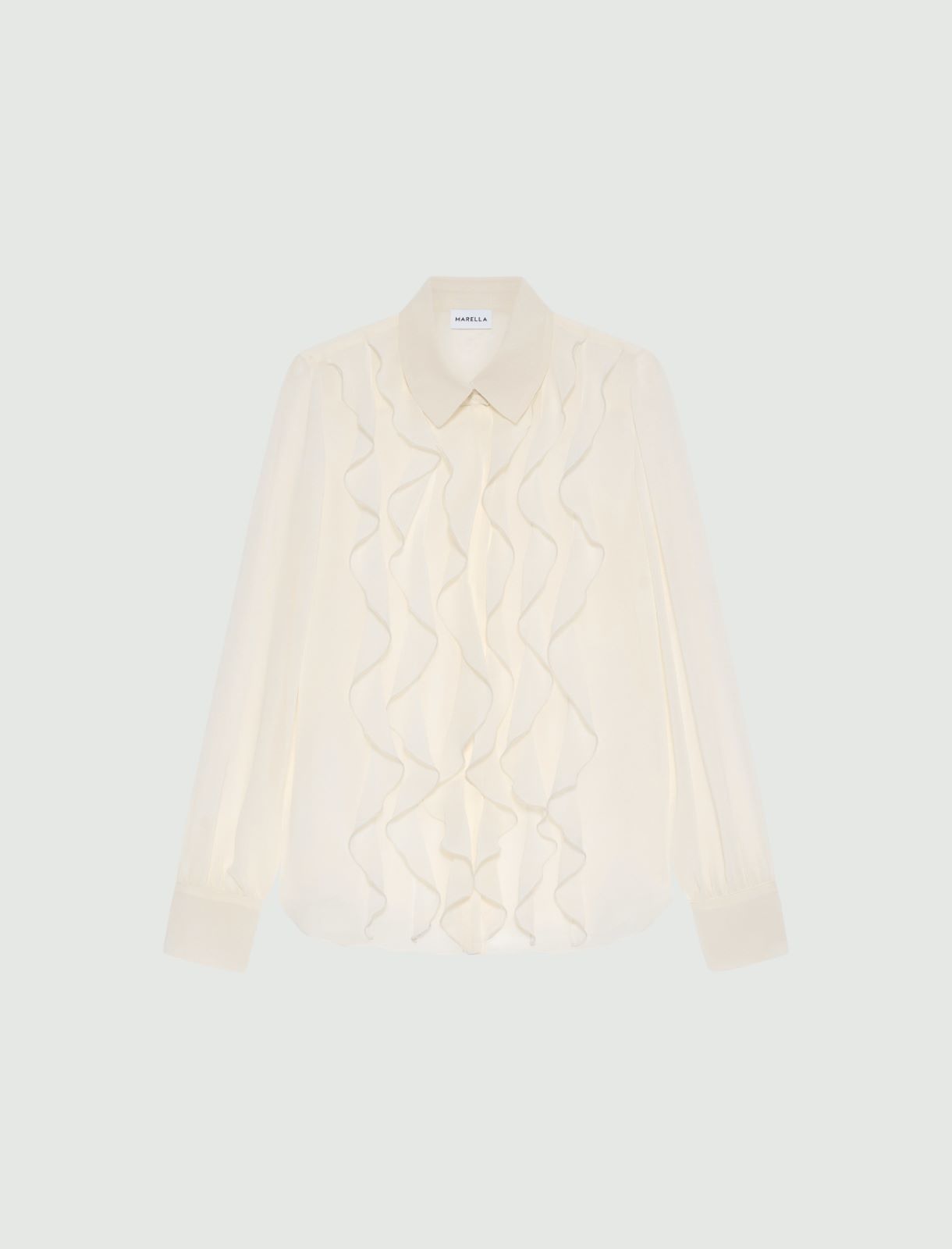 Ruffled georgette shirt - WHITE - Marella