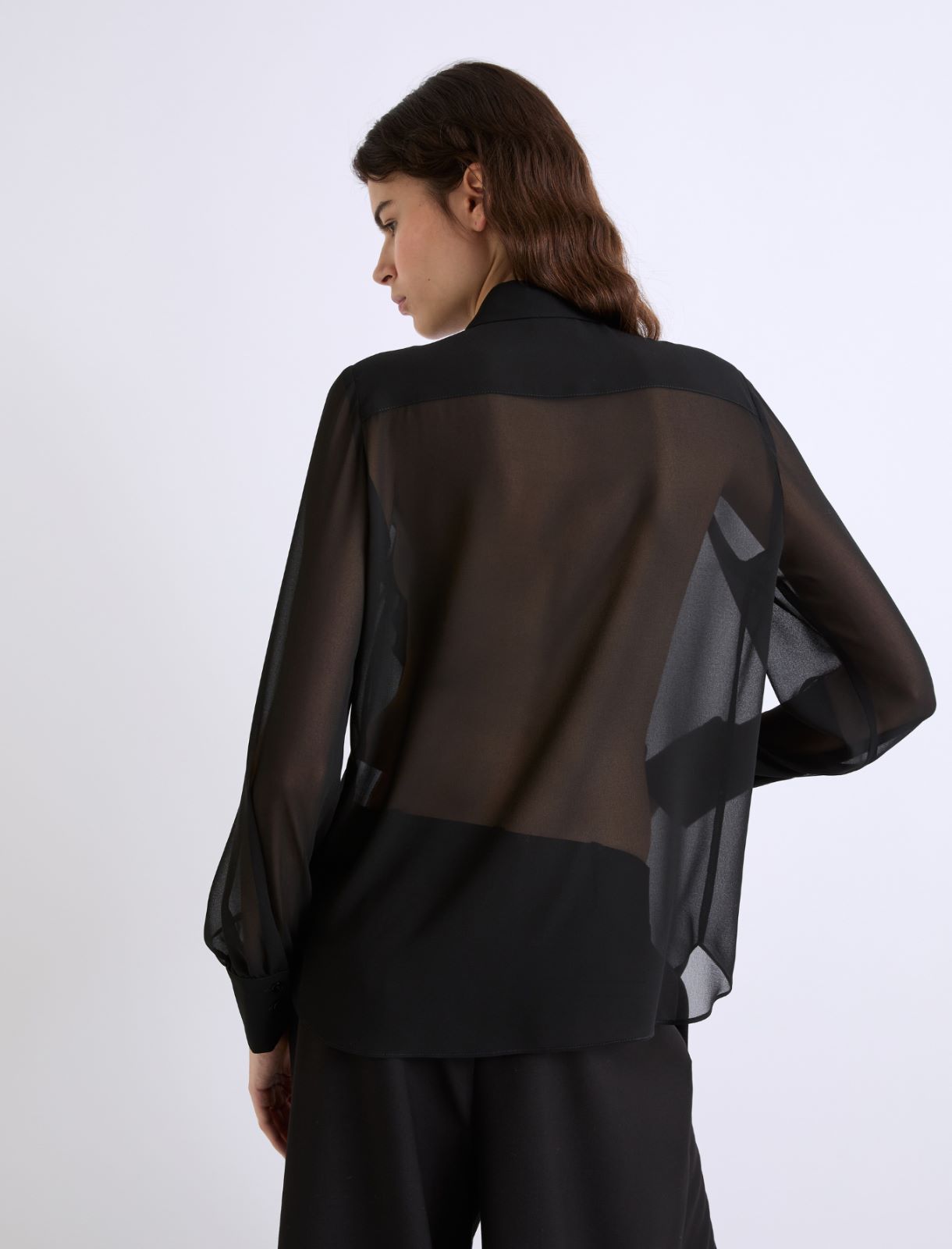 Ruffled georgette shirt - BLACK - Marella - 3