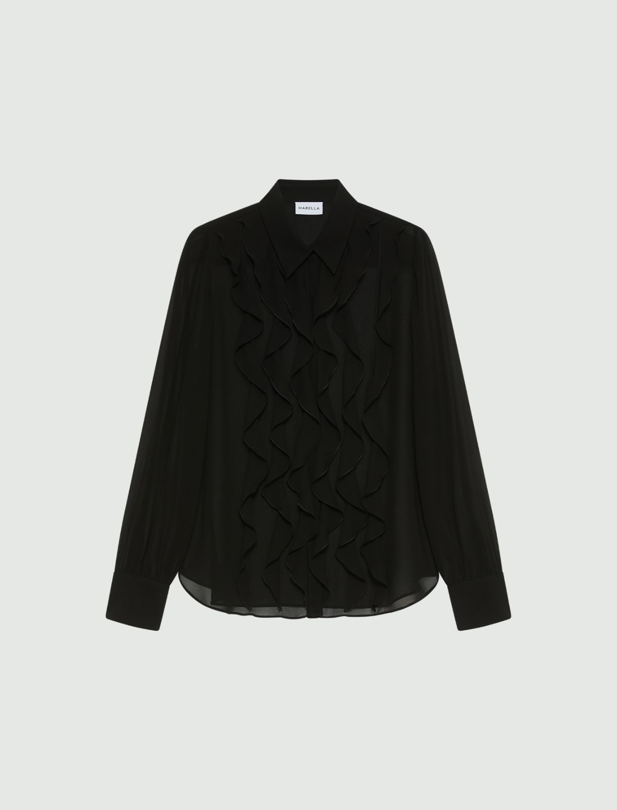Ruffled georgette shirt - BLACK - Marella