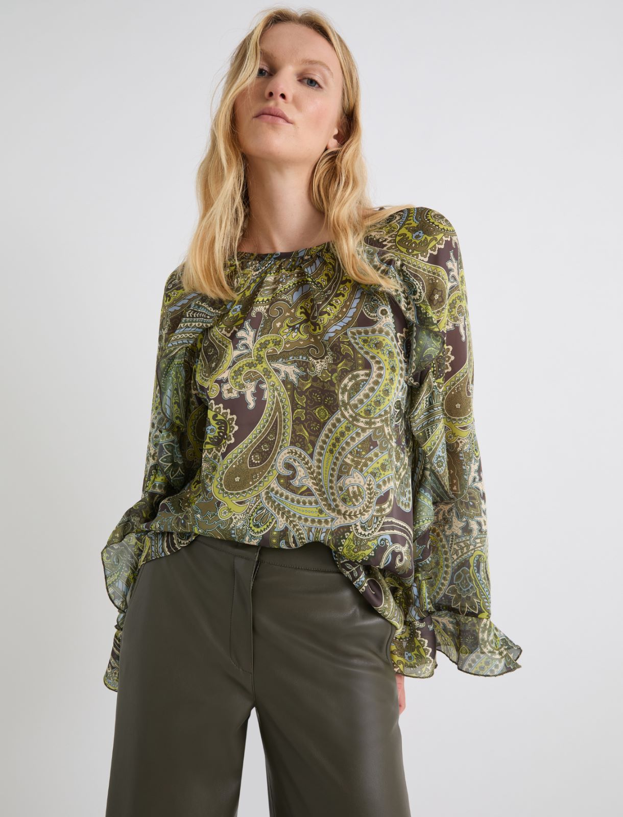 Camisa évasé de chifón - VERDE ACIDO - Marella - 4