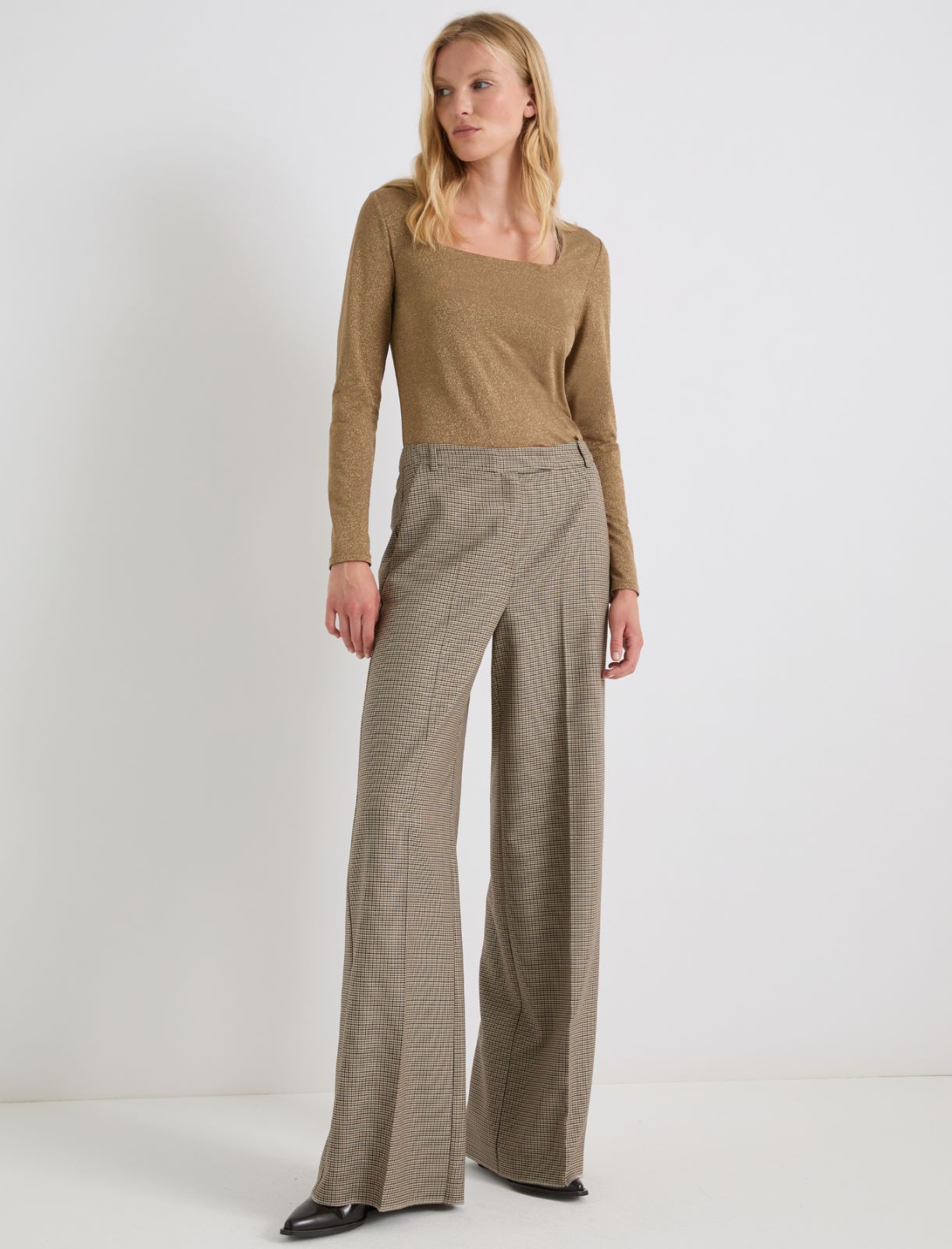 Pantalón de pata ancha con hilo de lúrex - NATURAL - Marella - 4