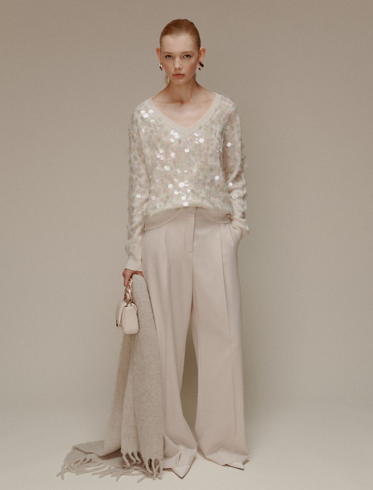 Flowing wide-leg trousers - ECRU - Marella - 2