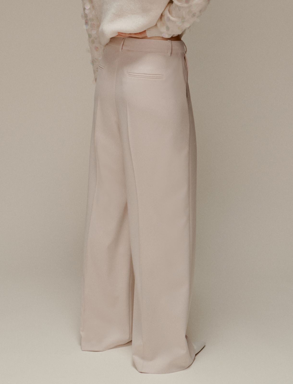 Flowing wide-leg trousers - ECRU - Marella - 3