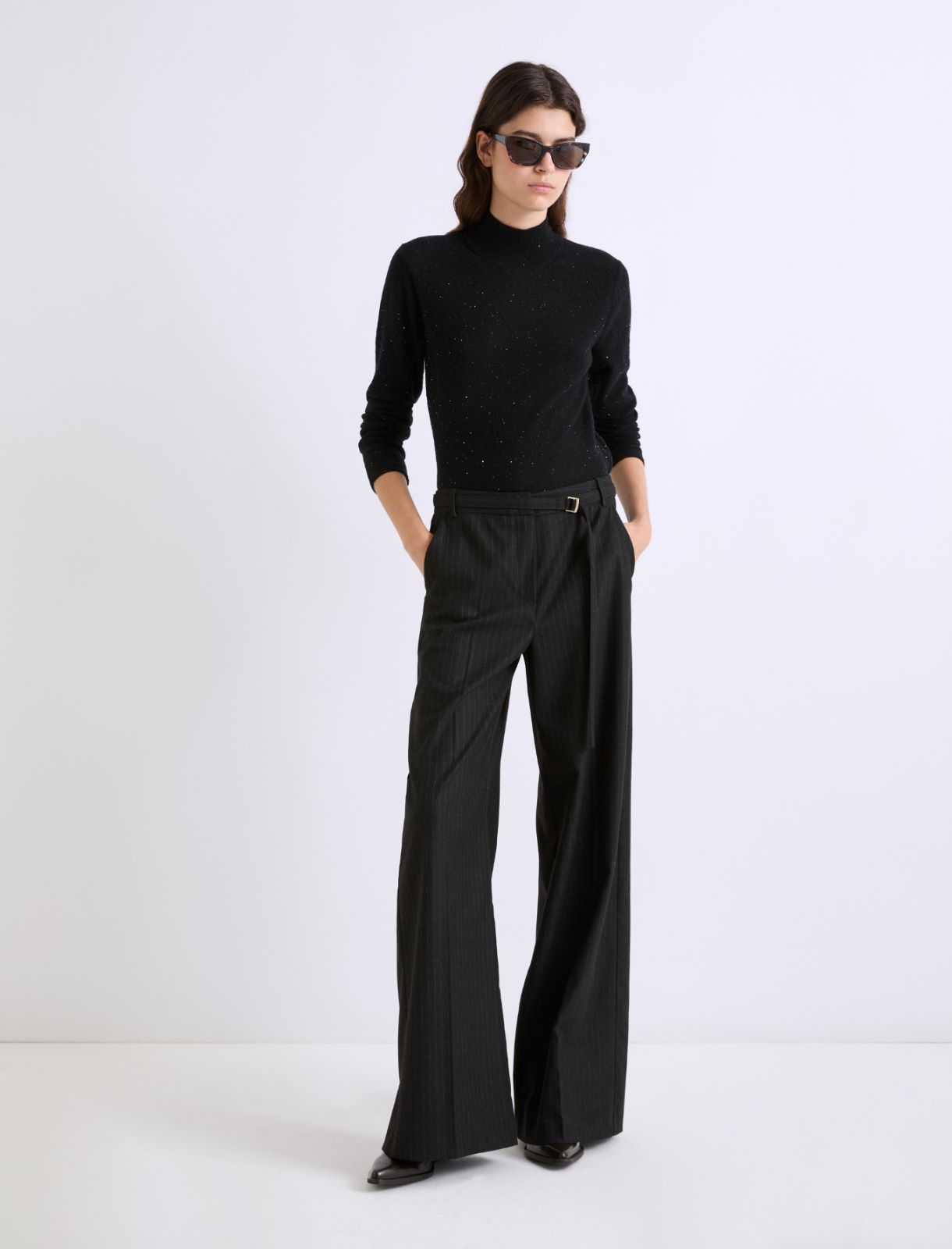 Flannel wide-leg trousers - BLACK - Marella - 2