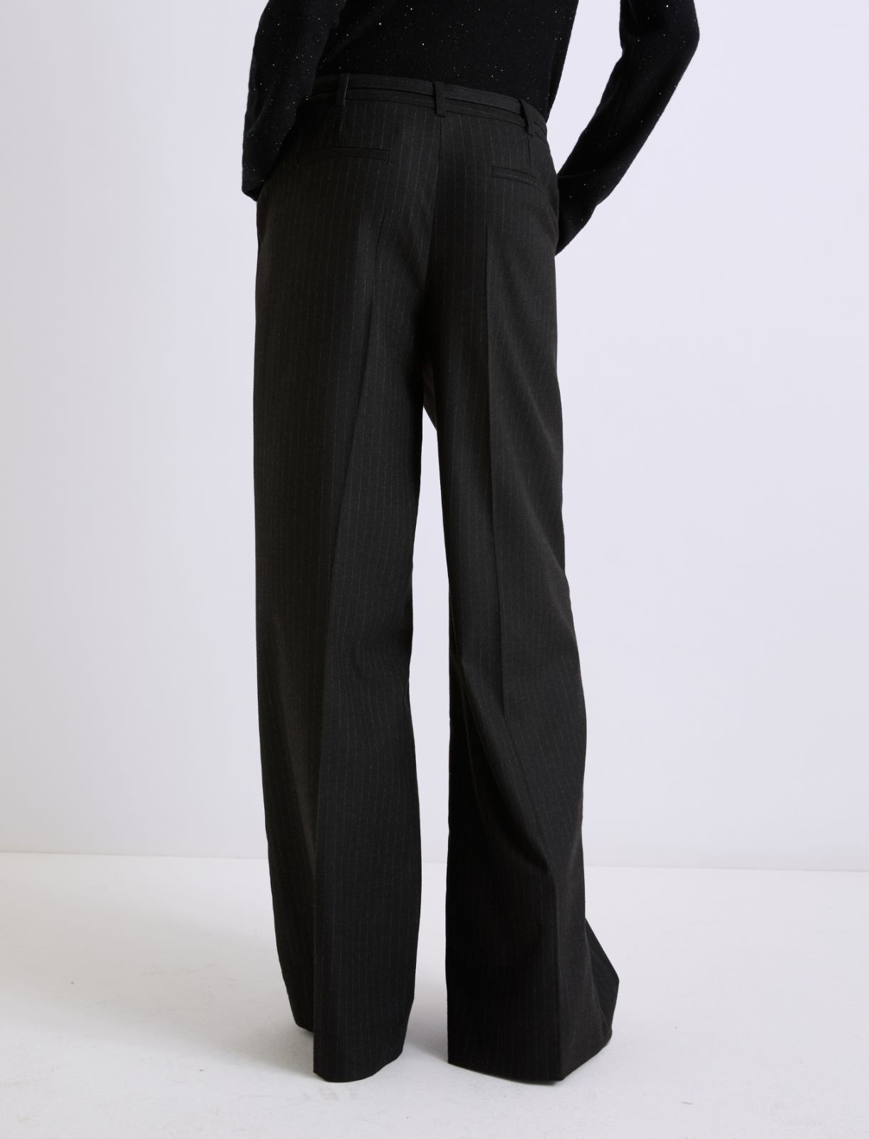 Flannel wide-leg trousers - BLACK - Marella - 3