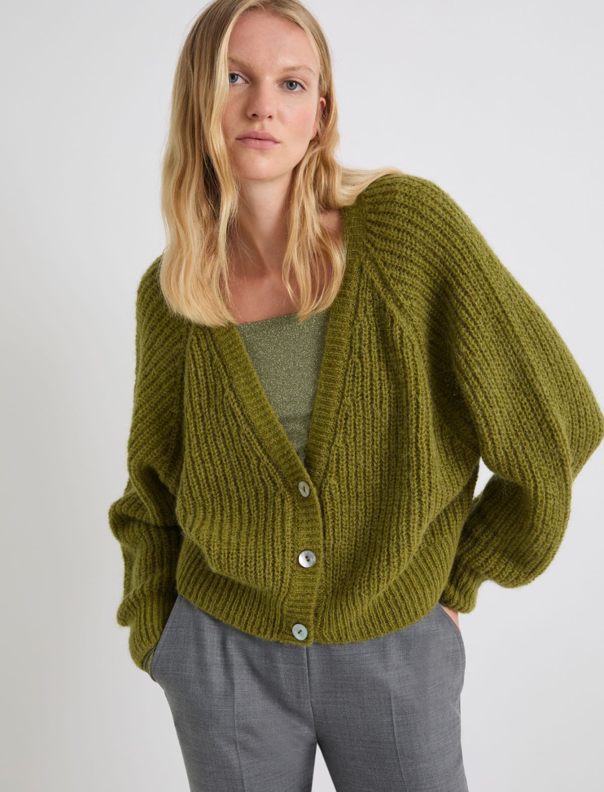 Alpaca-blend cardigan - APPLE GREEN - Marella - 4