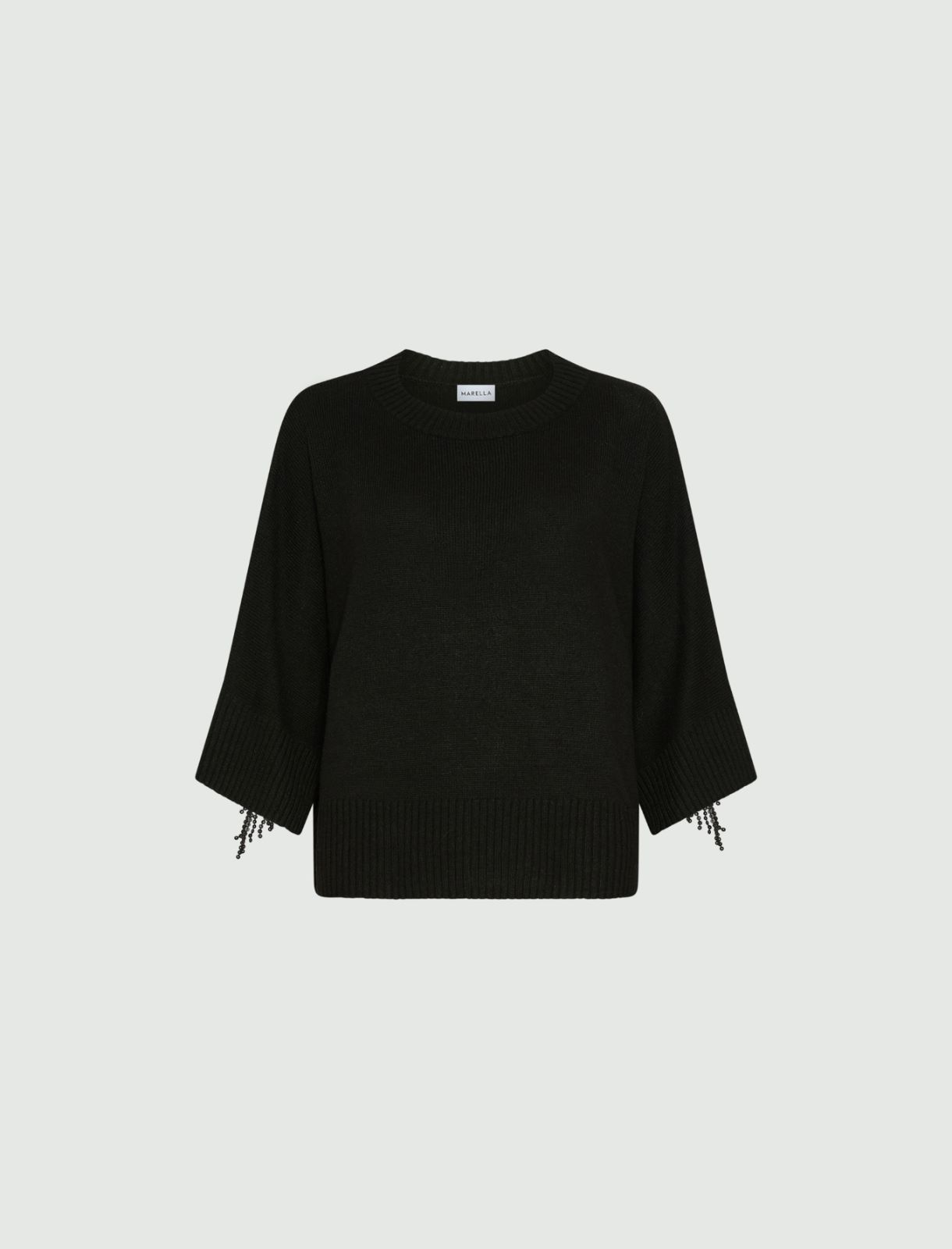 Maglia in misto cashmere con frange di paillette - NERO - Marella