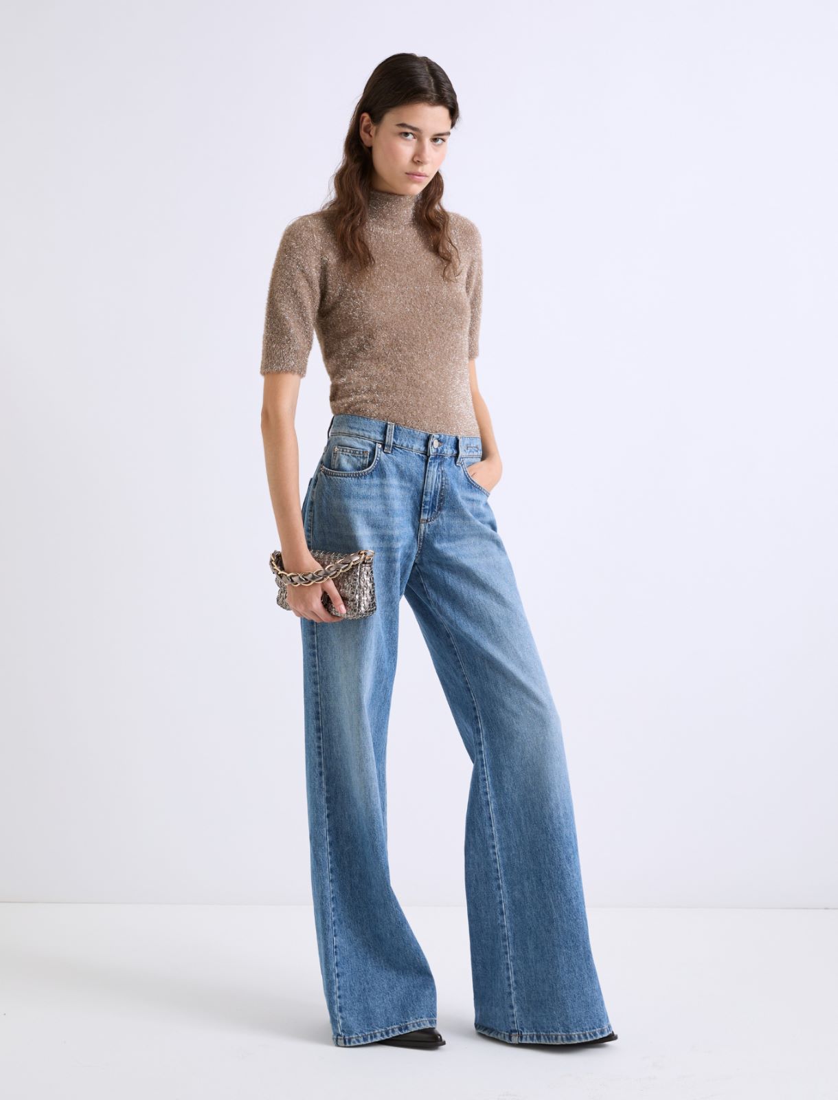 Short-sleeved mock polo-neck sweater - COGNAC - Marella - 2