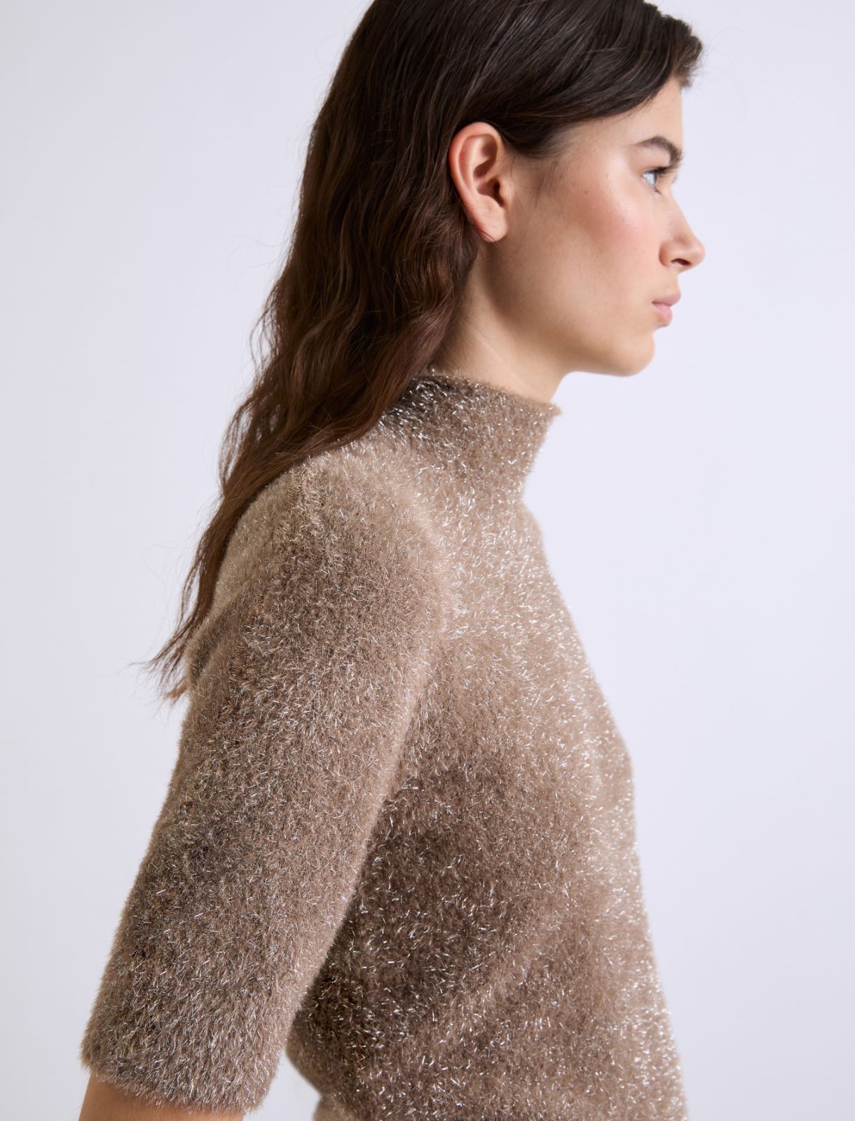 Short-sleeved mock polo-neck sweater - COGNAC - Marella - 5