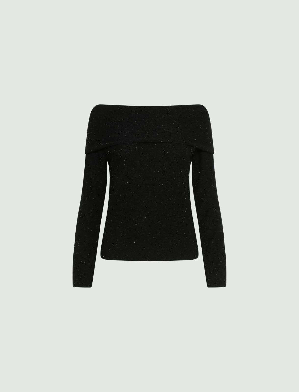 Micro-sequin-adorned cowl-neck sweater - BLACK - Marella