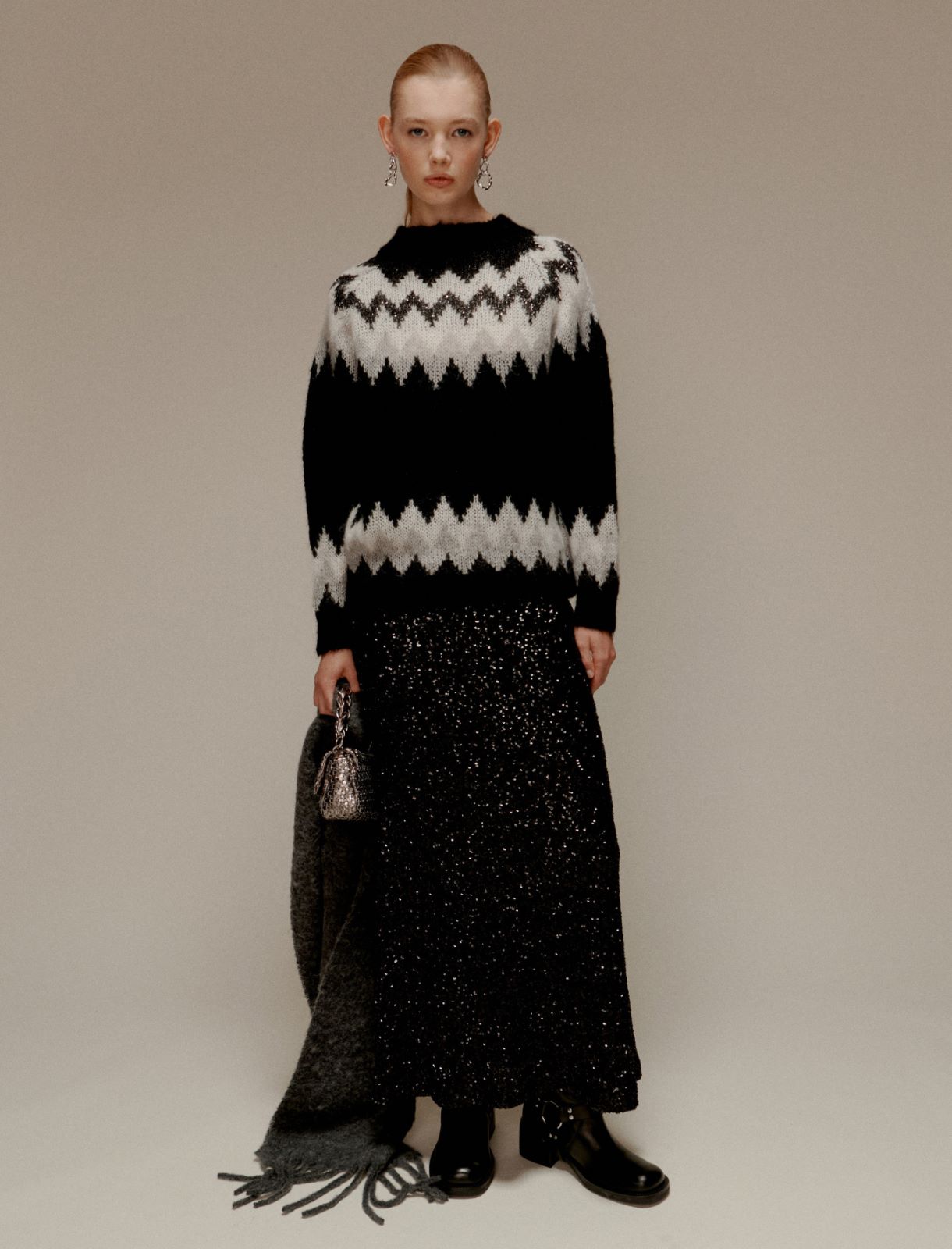 Jacquard mohair-blend sweater - BLACK - Marella - 2