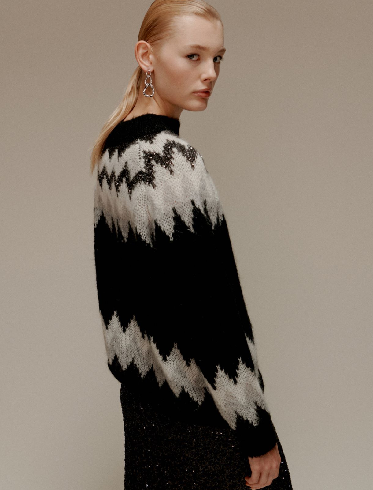 Jacquard mohair-blend sweater - BLACK - Marella - 3