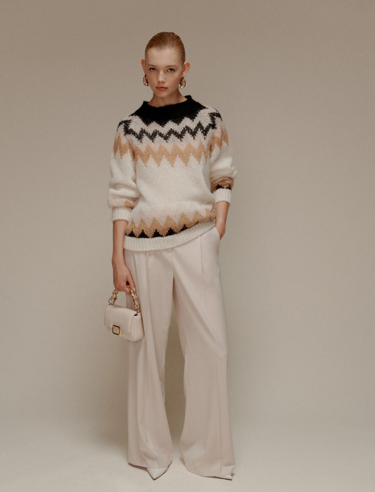 Jacquard mohair-blend sweater - OPTICAL WHITE - Marella - 2