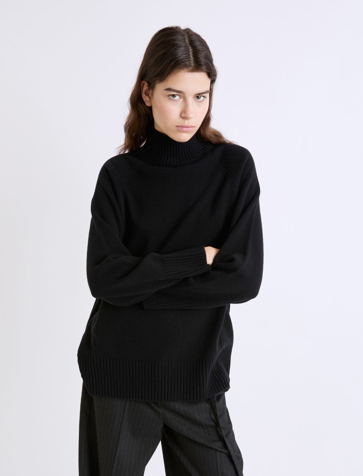 Oversized superfine merino sweater - BLACK - Marella - 4