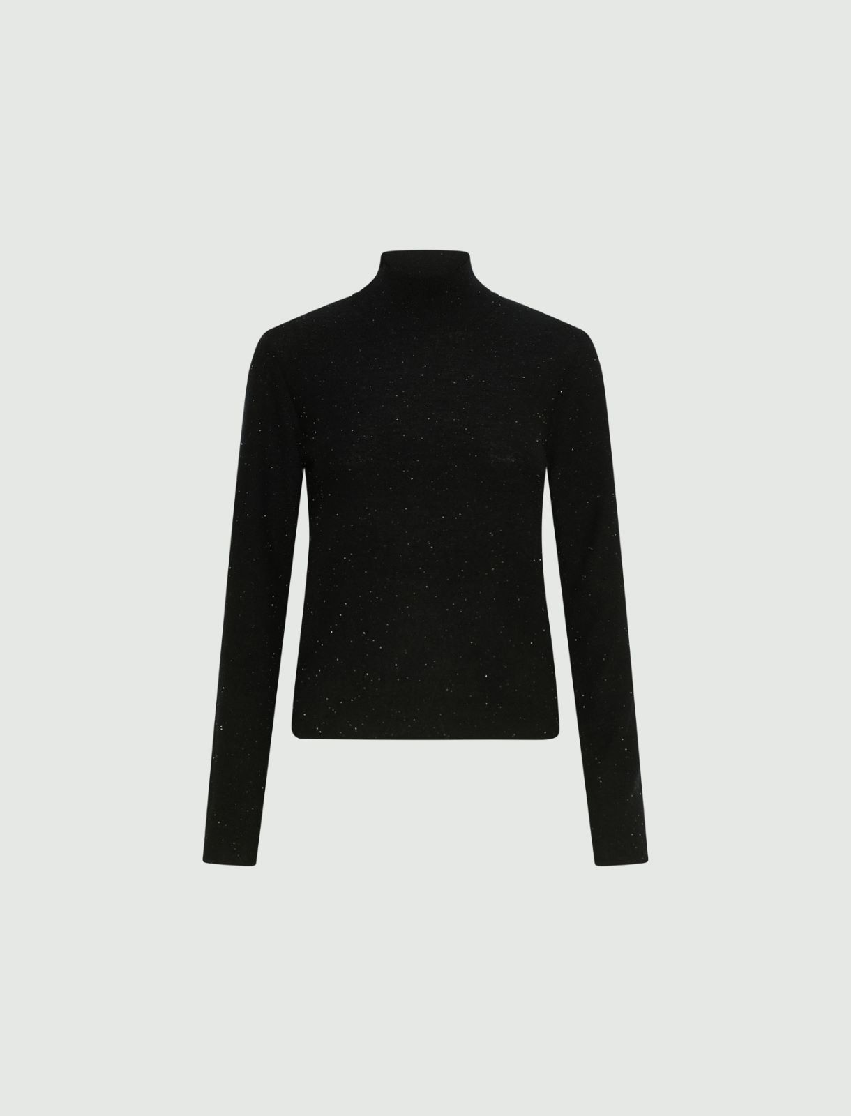 Micro-sequin-adorned high-neck sweater - BLACK - Marella