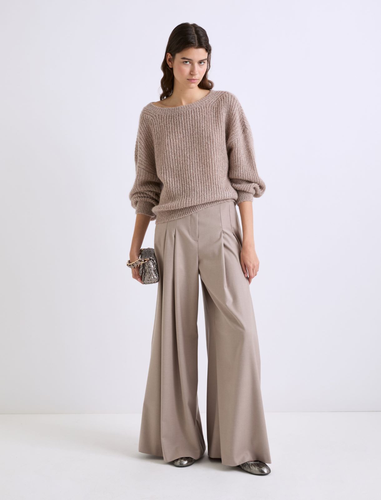 Micro-sequin-adorned mohair-blend sweater - COGNAC - Marella - 2