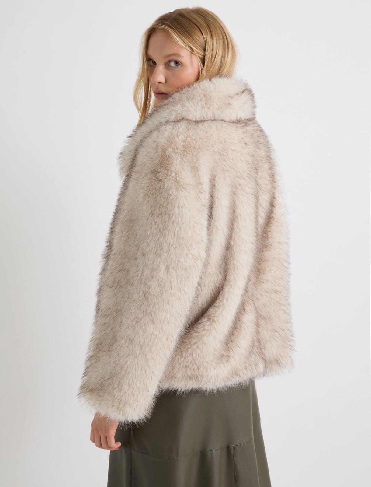Cazadora oversize de tejido peludo - BEIGE - Marella - 3