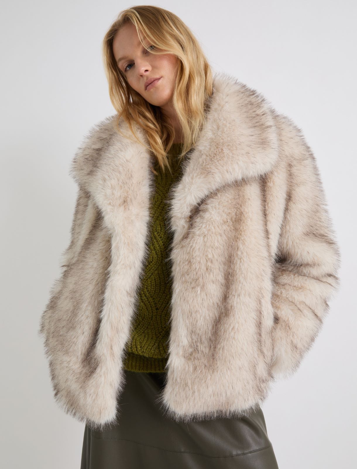 Cazadora oversize de tejido peludo - BEIGE - Marella - 6