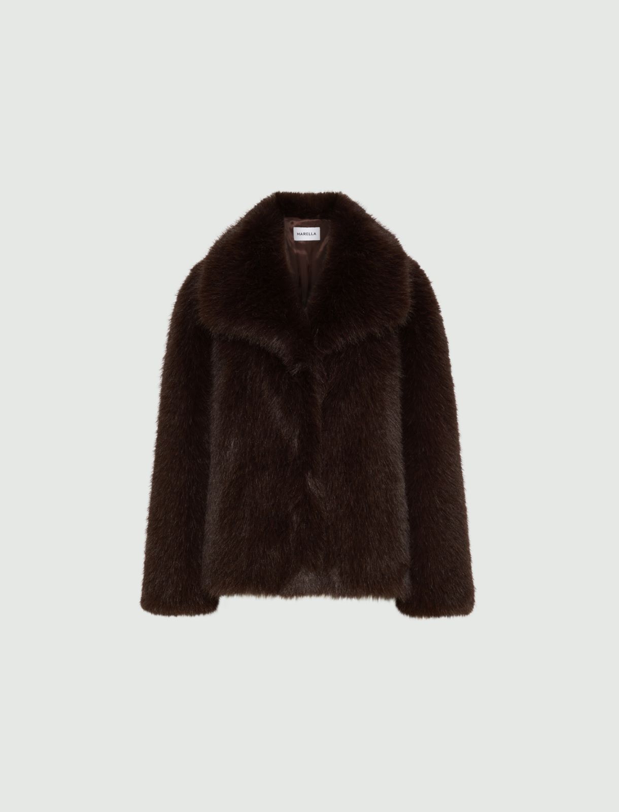 Cazadora oversize de tejido peludo - CHOCOLATE - Marella
