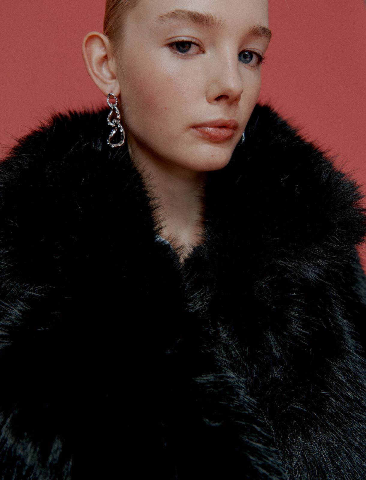 Oversized furry knit jacket - BLACK - Marella - 5