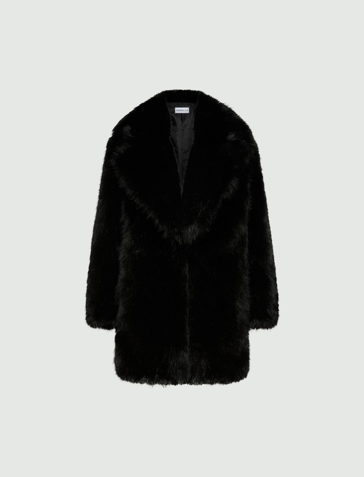 Oversized furry knit jacket - BLACK - Marella