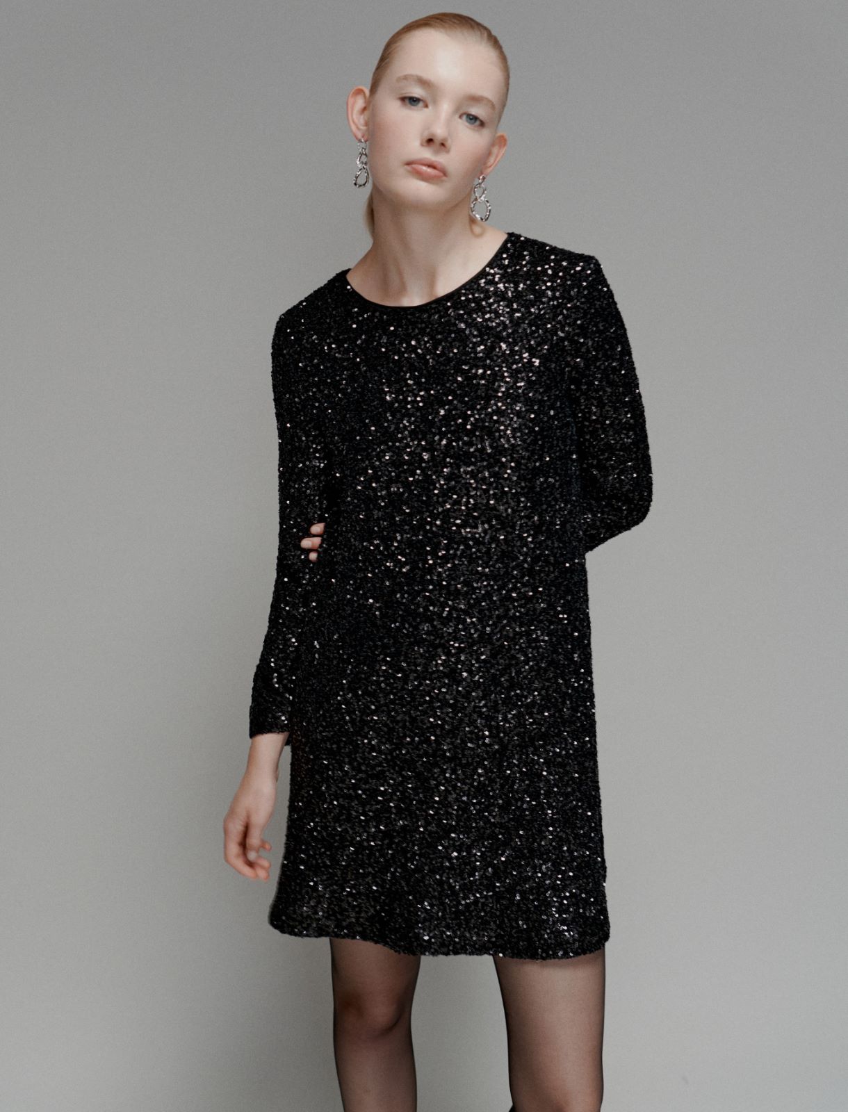 Mini-robe à paillettes - NOIR - Marella - 4